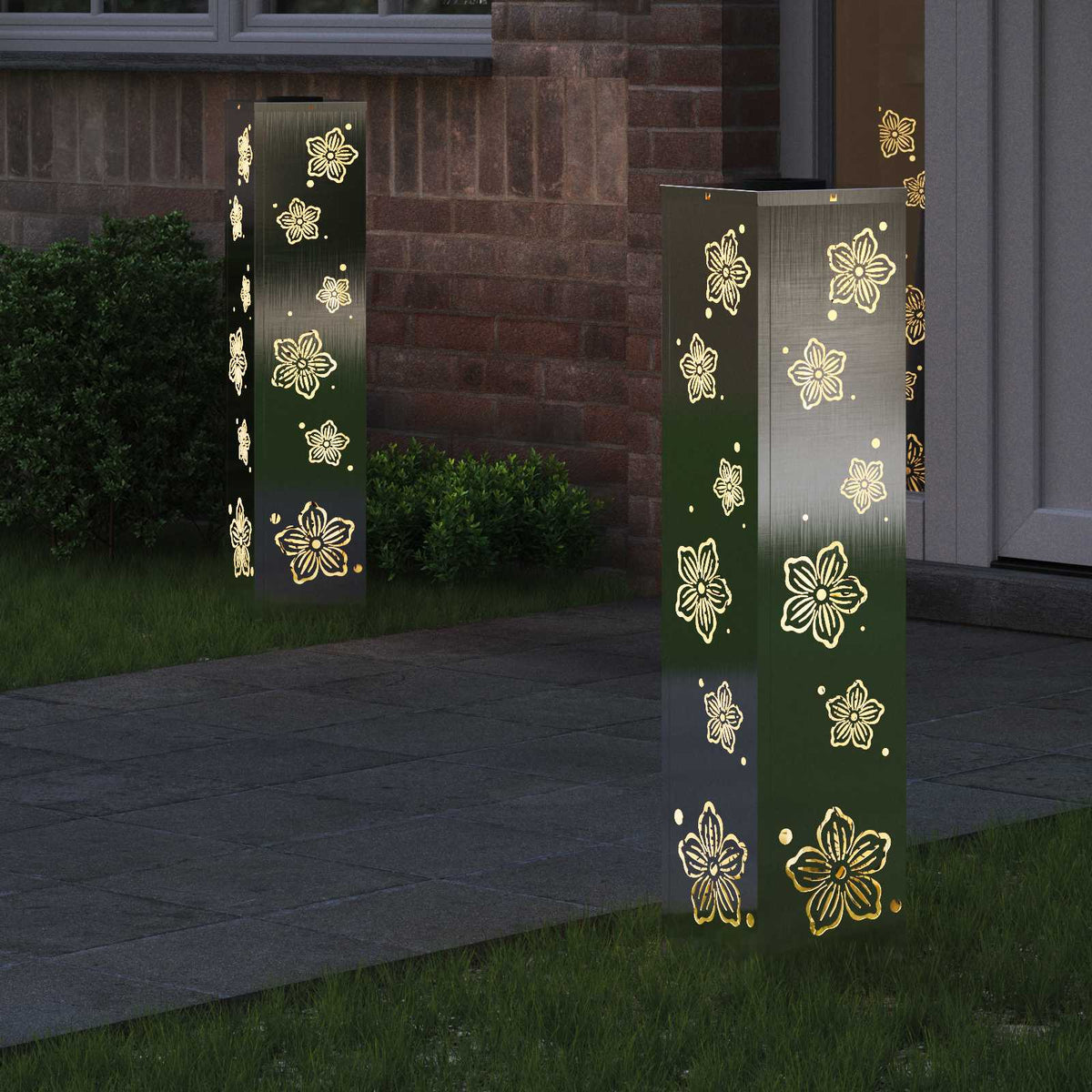 VidaXL éclairage de chemin LED solaire 2 pcs argent acier inoxydable