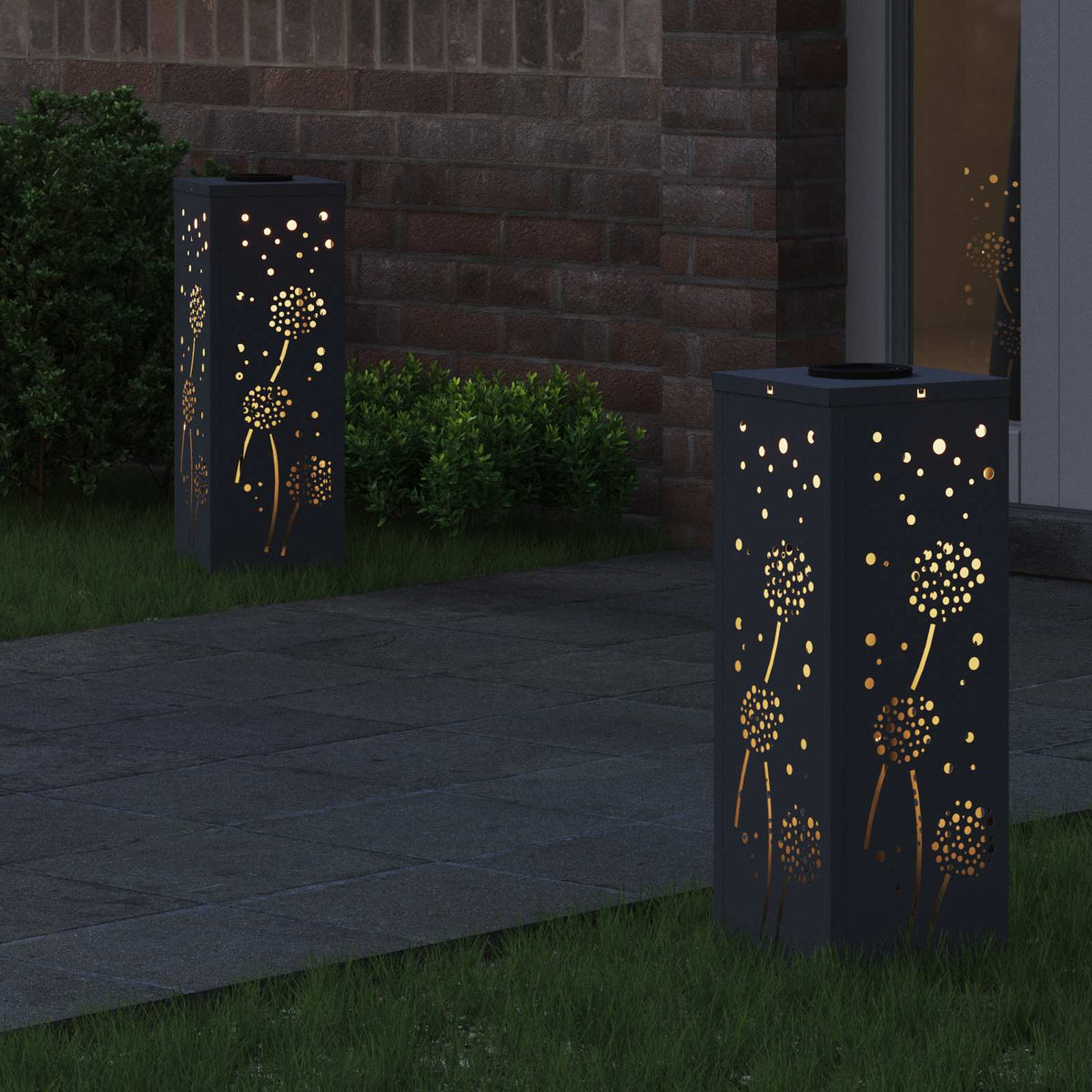 VidaXL éclairage de chemin à LED solaire 2 pcs acier laminé à froid anthracite