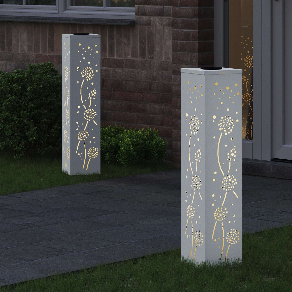 VidaXL éclairage de chemin à LED solaire 2 pcs acier laminé à froid blanc