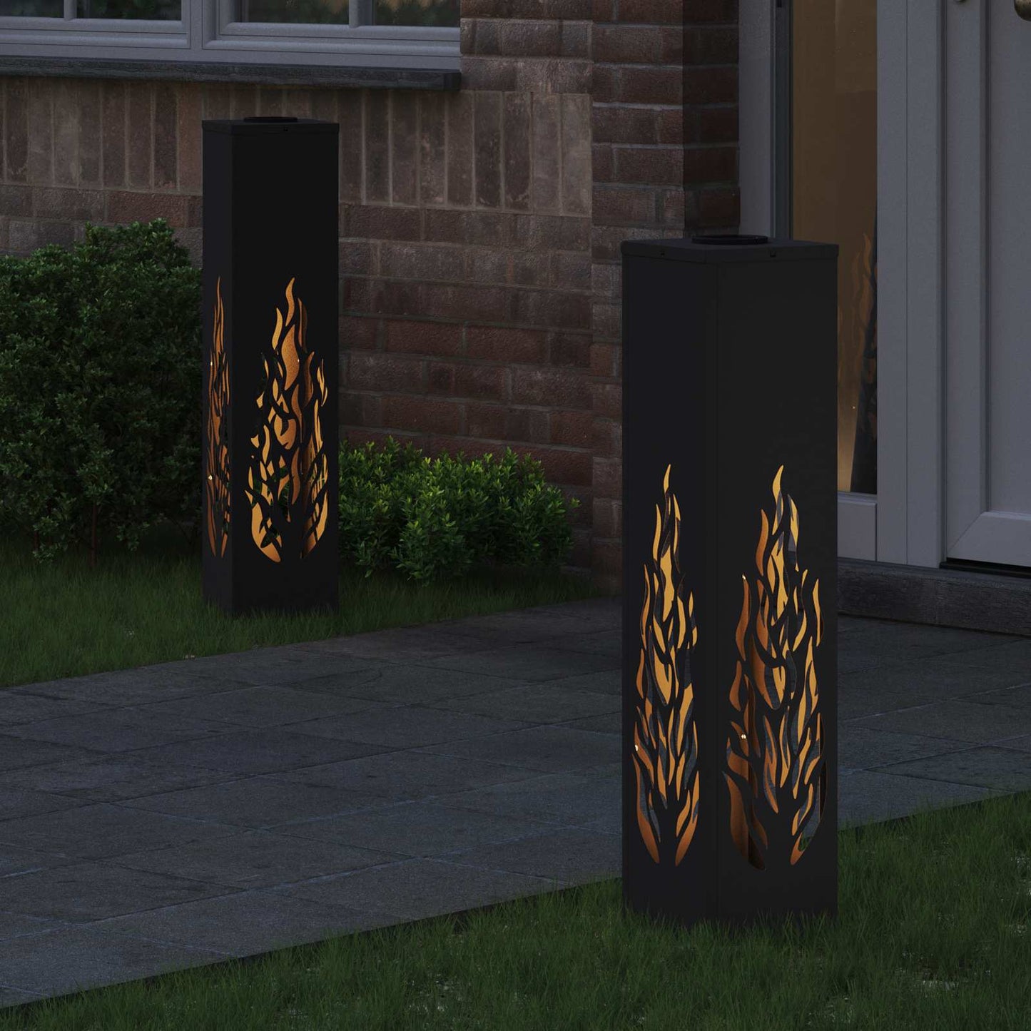VidaXL éclairage de chemin LED solaire 2 pcs acier laminé à froid noir