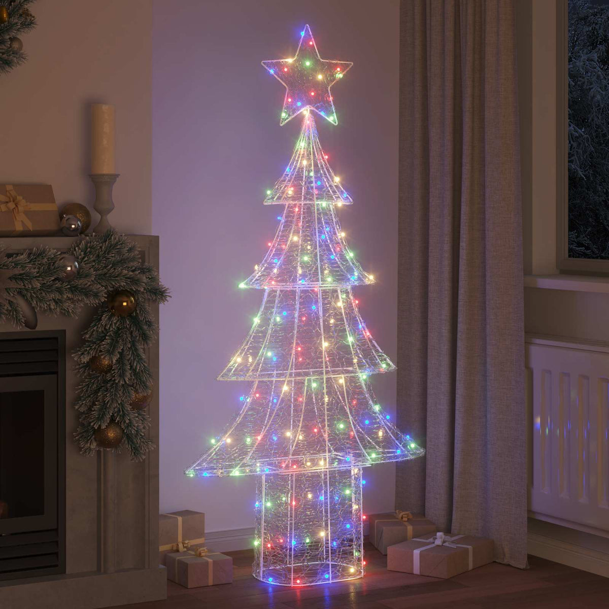 VidaXL Sapin de Noël avec 240 LED multicolore 180 cm acrylique