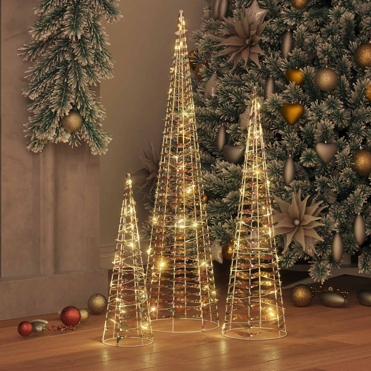 VidaXL Sapin de Noël avec 90 LED 3 pcs blanc chaud 20 x 20 x 80 cm capuchon