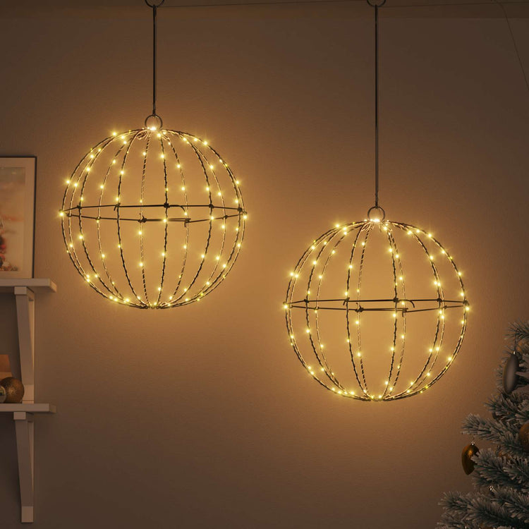 Vidaxxl boule avec 192 LED 2 pcs blanc chaud 40 x 40 x 43,5 cm métal
