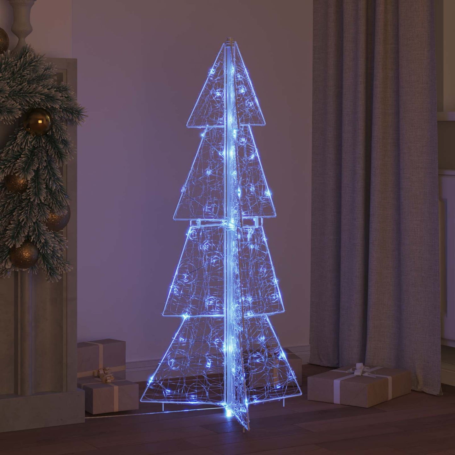 VidaXL Sapin de Noël avec 100 LED bleu 120 cm acrylique