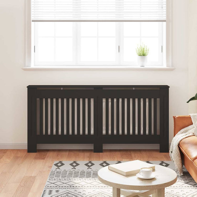 Vidaxxl cache-radiateur 2 pcs noir 172 x 19 x 81,5 cm bois d'ingénierie