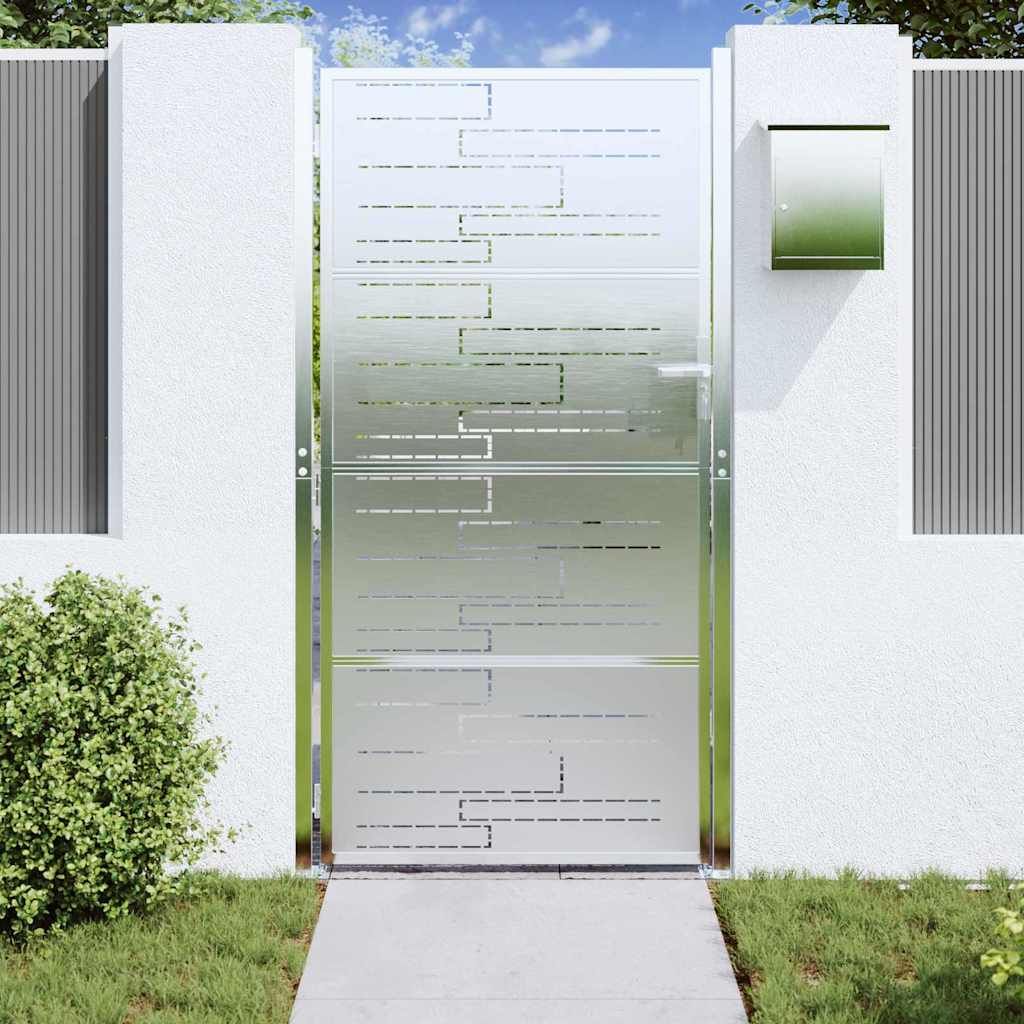 VidaXL portail de jardin avec serrure argent 96 x 200 cm acier inoxydable