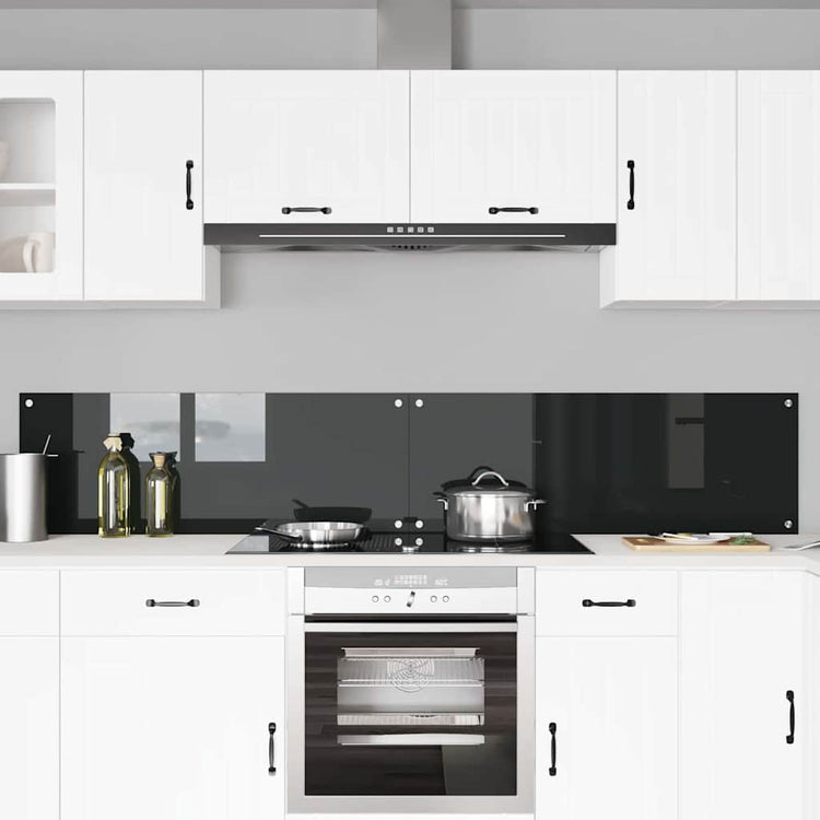 Vidaxxl crédence de cuisine 2 pcs noir 110 x 40 cm verre trempé