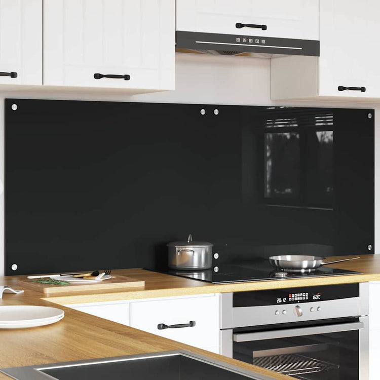 VidaXL paroi arrière de cuisine 2 pcs noir 80 x 60 cm verre trempé