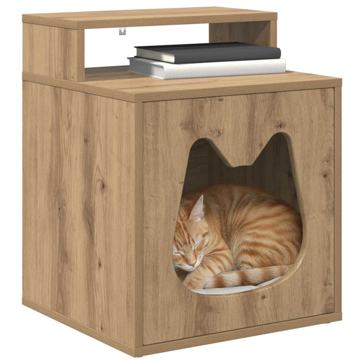 Vidaxxl maison pour chat chêne fabriqué à la main 42,5 x 40 x 53,5 cm bois d'ingénierie