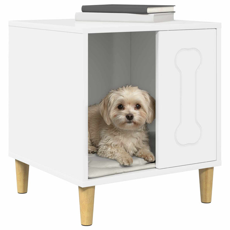 Vidaxxl niche pour chien blanc brillant 44 x 42 x 49 cm bois fini