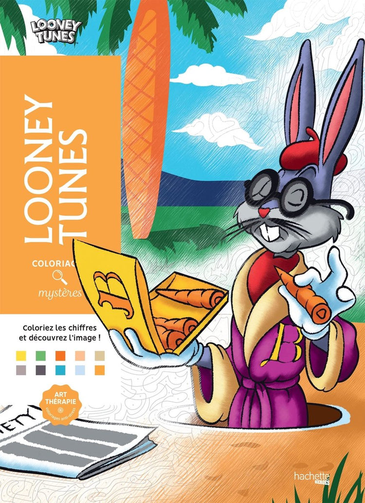 Hachette heros coloriages mystères looney tunes - livre de coloriage pour adultes - couleur par numéro