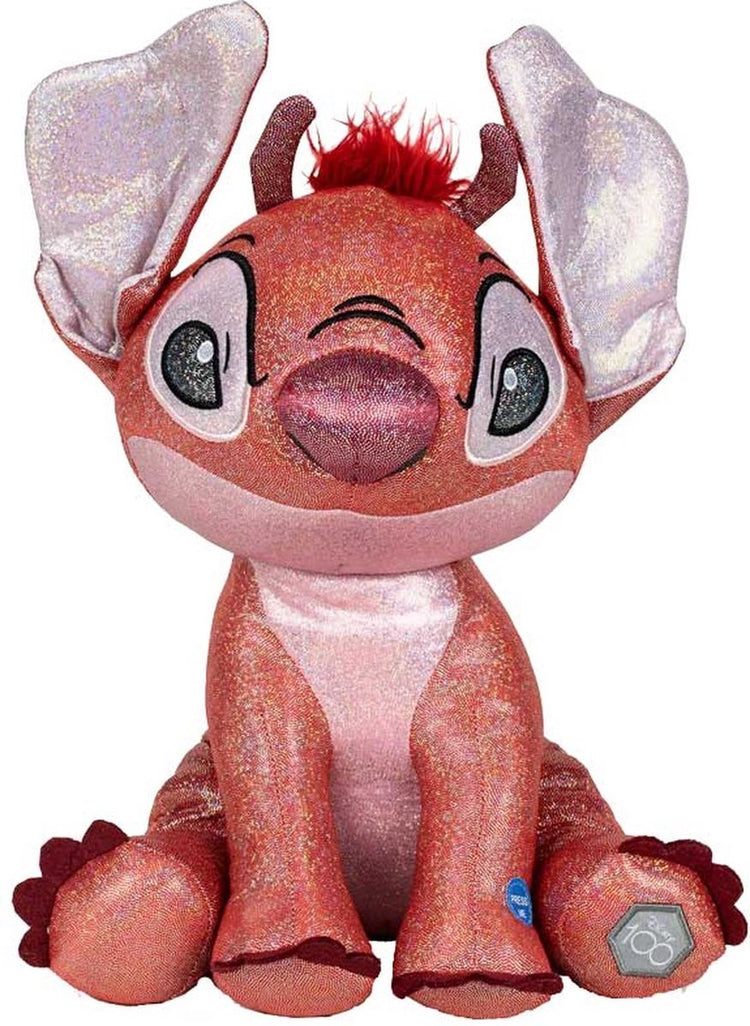 Disney 100 ans - lilo stitch : peluche 28cm à paillettes et sonore - leroy