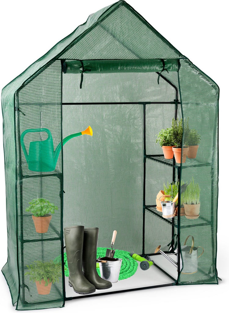 Serre de culture Kinzo 143 x 73 x 195 cm - Serre de jardin à 6 étages - Serre compacte pour la culture de légumes et de plantes - Transparente et verte