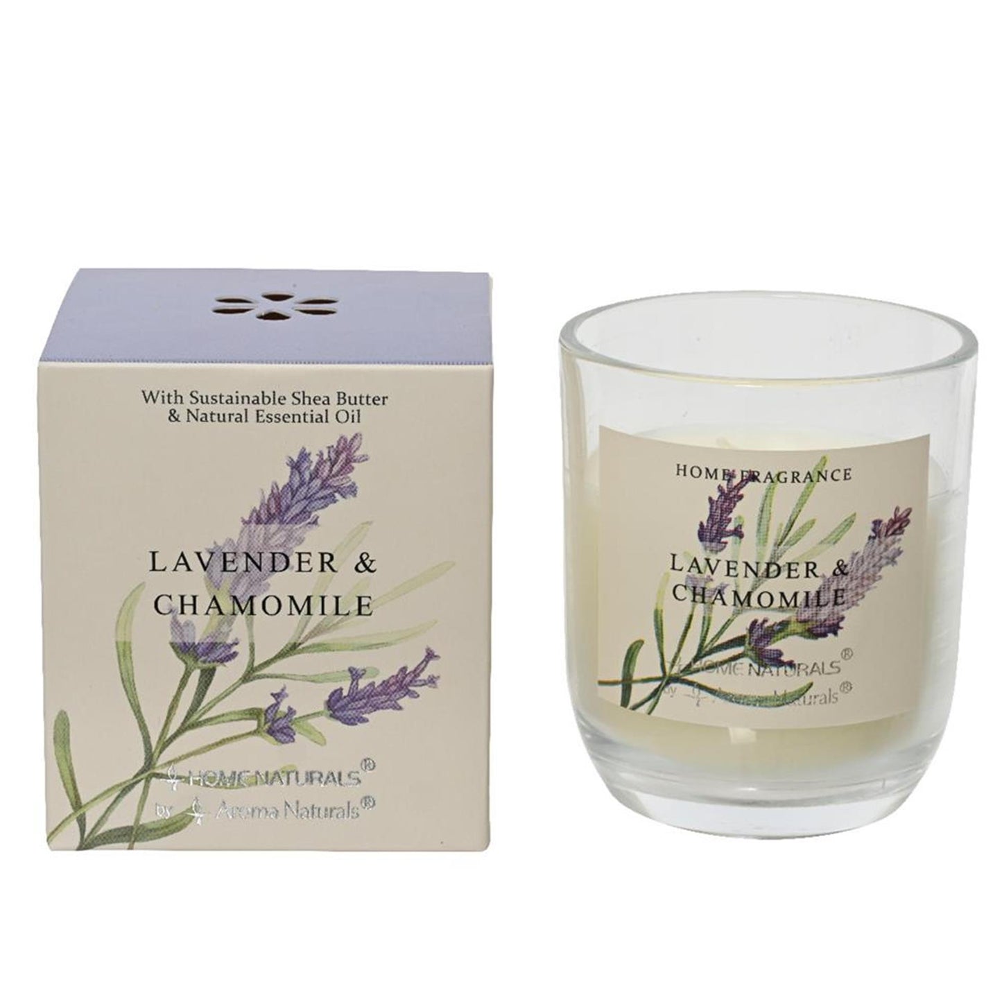 Bougie parfumée Decoris en verre lavande h9cm