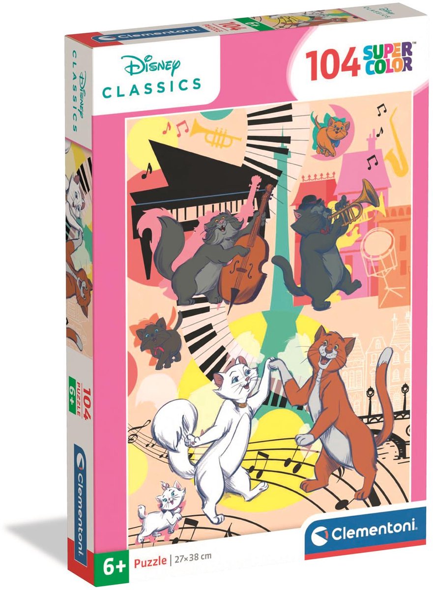 Clementoni - puzzle - 104 pièces - aristochats - puzzle enfant - à partir de 6 ans