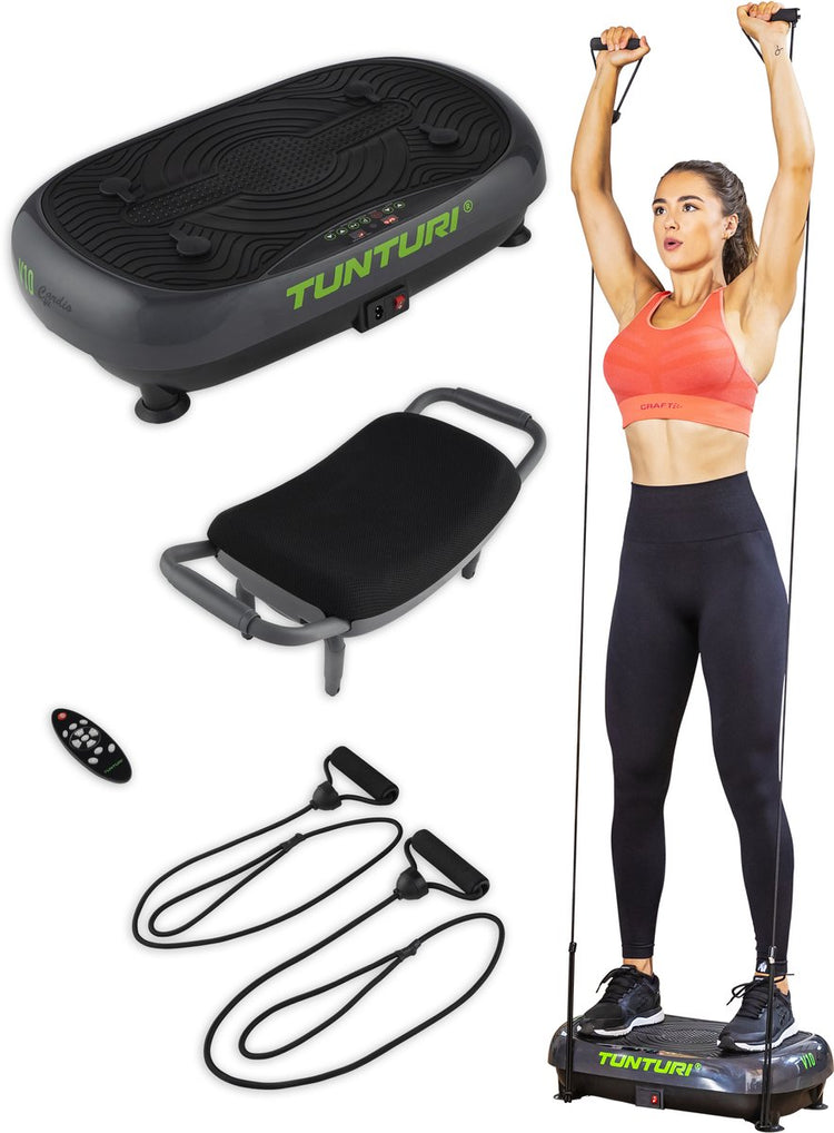 Plateforme vibrante Tunturi cardio fit v10 - incl. fauteuil de fitness - plaque vibrante - 30 vitesses - 3 programmes - vibration - incl. application de remise en forme gratuite