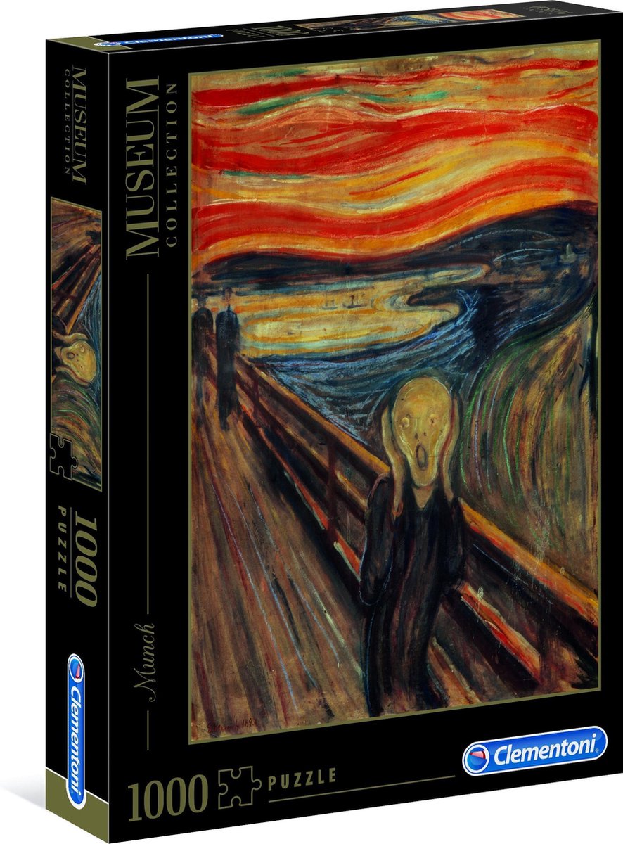 Clementoni - puzzle - 1000 pièces - le cri - edvard munch - puzzle pour adultes - collection d'art
