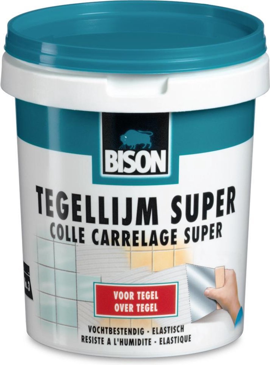 Colle à carrelage Bison super pot 1 kg, pour tous types de carrelage, résistante à l'humidité, facile à travailler, sans solvant