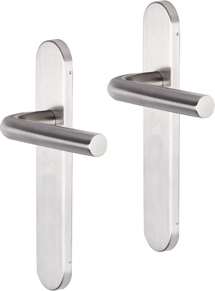 Poignée de porte Impresso - Dursley - pour l'intérieur - carrée avec rosace à clé carrée - acier inoxydable - 2 pièces
