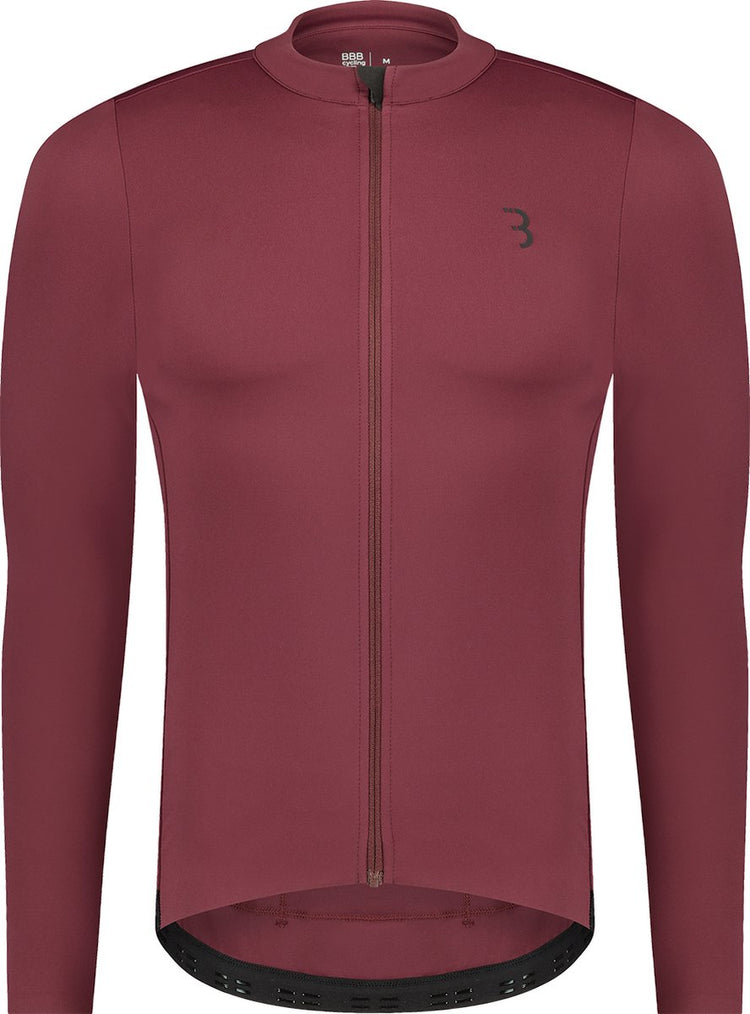 Bbb cycling essence ls - chemise de cyclisme manches longues homme - 10-15 °c - chemise de VTT et de cyclisme respirante avec 3 poches arrière - rouge foncé