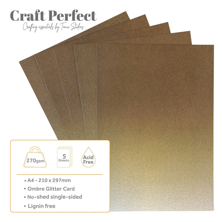 Craft perfect par Tonic Studios Craft Perfect • carte à paillettes a4 250 g ombre huître lustre 5 pièces