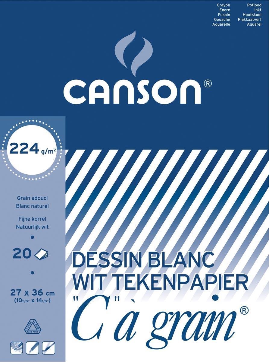 Canson bloc à dessin c à grain 224 g m² format 27 x 36 cm