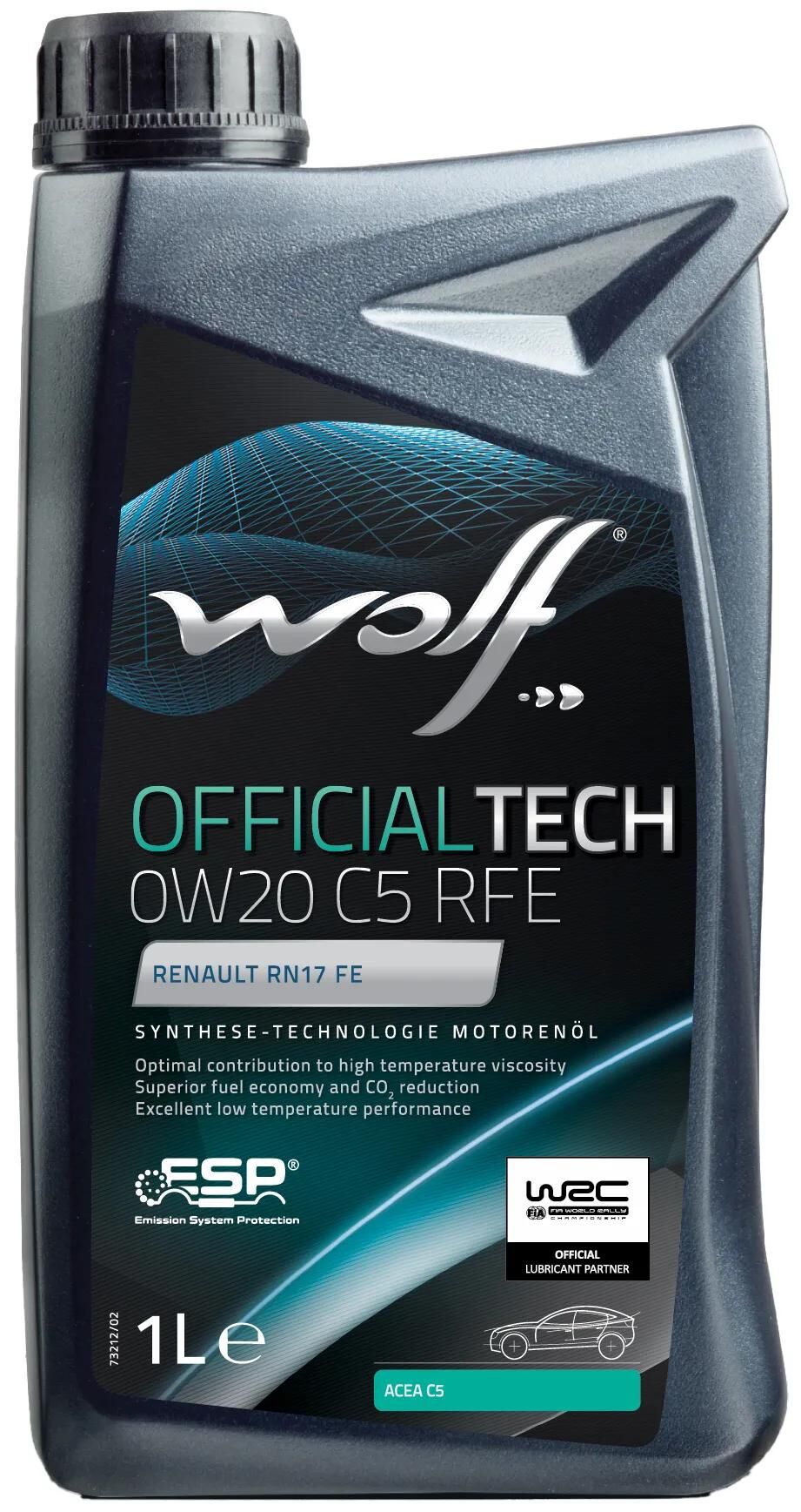 Wolf Motor Oil OfficialTech C5 RFE. Motoroil 0W20 1L Accout.Tech C5 RFE