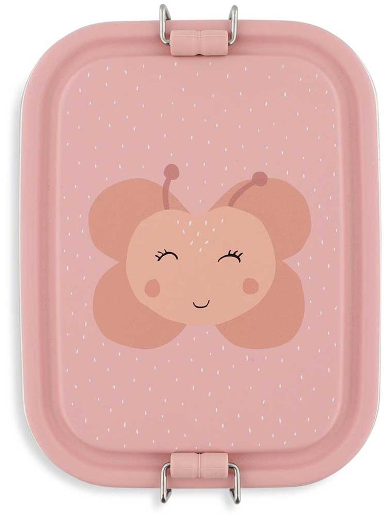 Trixie | petite boîte à pain - mrs. papillon - boîte à lunch rsv pour enfants - boîte à lunch facile à ouvrir - rose - papillon