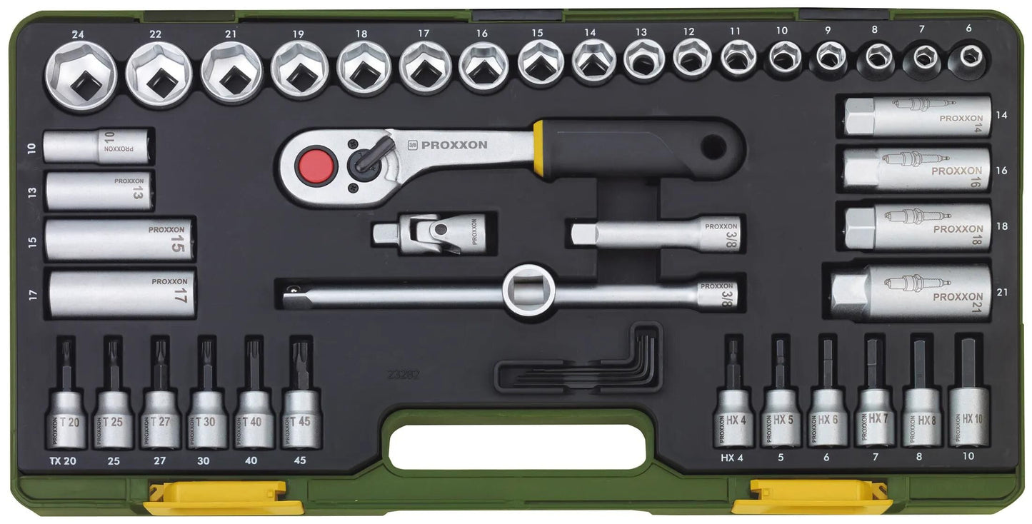 Ensemble de clés proxxon 3 8 44pcs avec cliquet de club