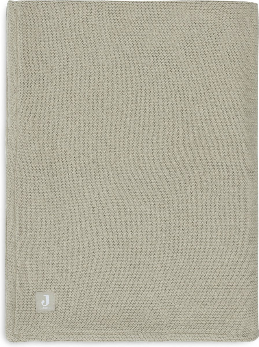 Jollein - couverture de berceau 100x150cm tricot basique - couverture bébé - polaire vert olive