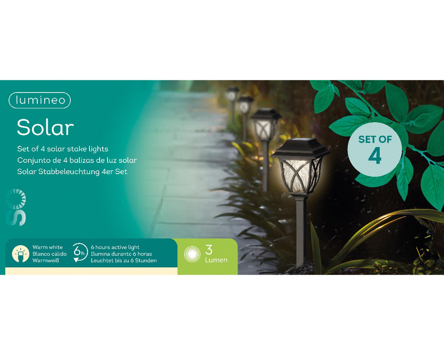 Lampe solaire Lumineo h33cm lot de 4