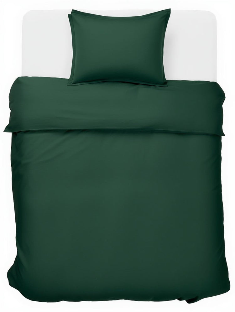 Faire taire. housse de couette Living Hush Living - 100 % coton - 144 fils - flexible et respirante - 140x220+20 cm - taie d'oreiller 60x70 cm - avec boucles de montage - vert foncé