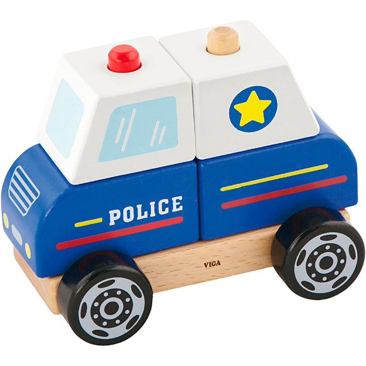 Viga jouet voiture de police en bois, voiture de police, dimensions 13x10x8 cm, 1 pièce