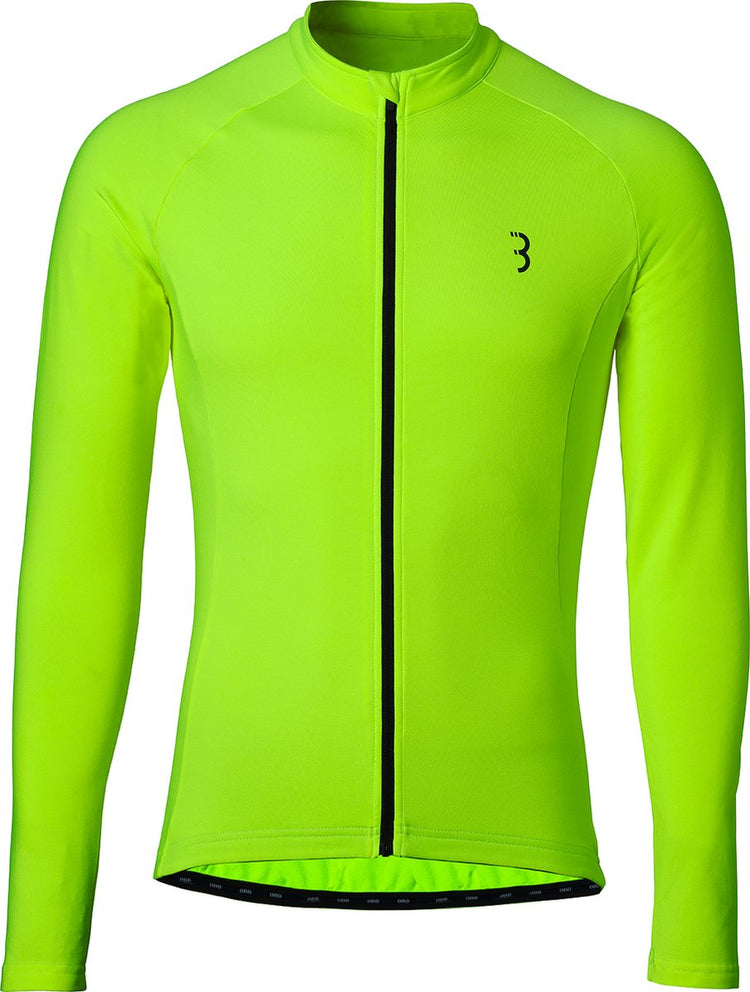 Bbb cycling transition chemise de cyclisme à manches longues homme et femme - 10-15 °c - chemise vtt et cyclisme avec 3 poches arrière - jaune fluo