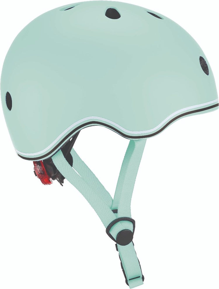 Casque enfant Globber - go up - vert pastel - réglable 45-51cm - avec éclairage - coque extérieure en polycarbonate solide