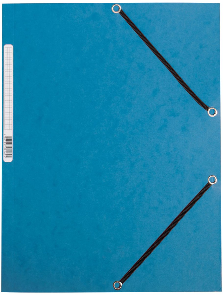 Chemise élasto Q-connect, a4, 3 rabats et élastiques, carton, bleu 10 pièces