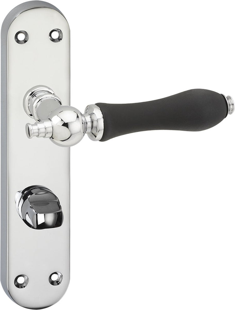 Poignée de porte Impresso - bracknell - pour l'intérieur - bouclier de porte ovale avec vis et serrure de toilette - chrome - noir - 2 pièces