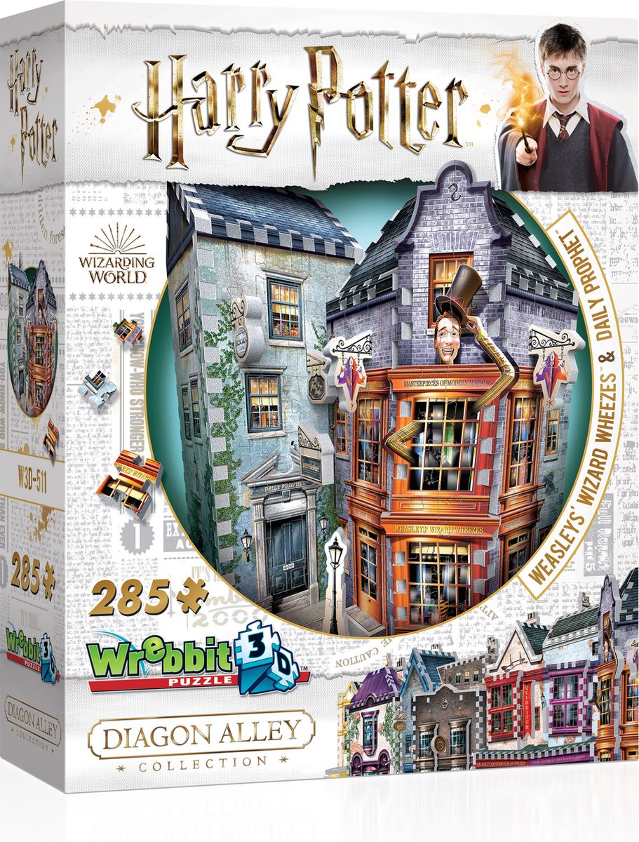 Puzzle 3D Wrebbit - Harry Potter - Les respirations sifflantes du sorcier Weasley et le prophète du jour - 285 pièces