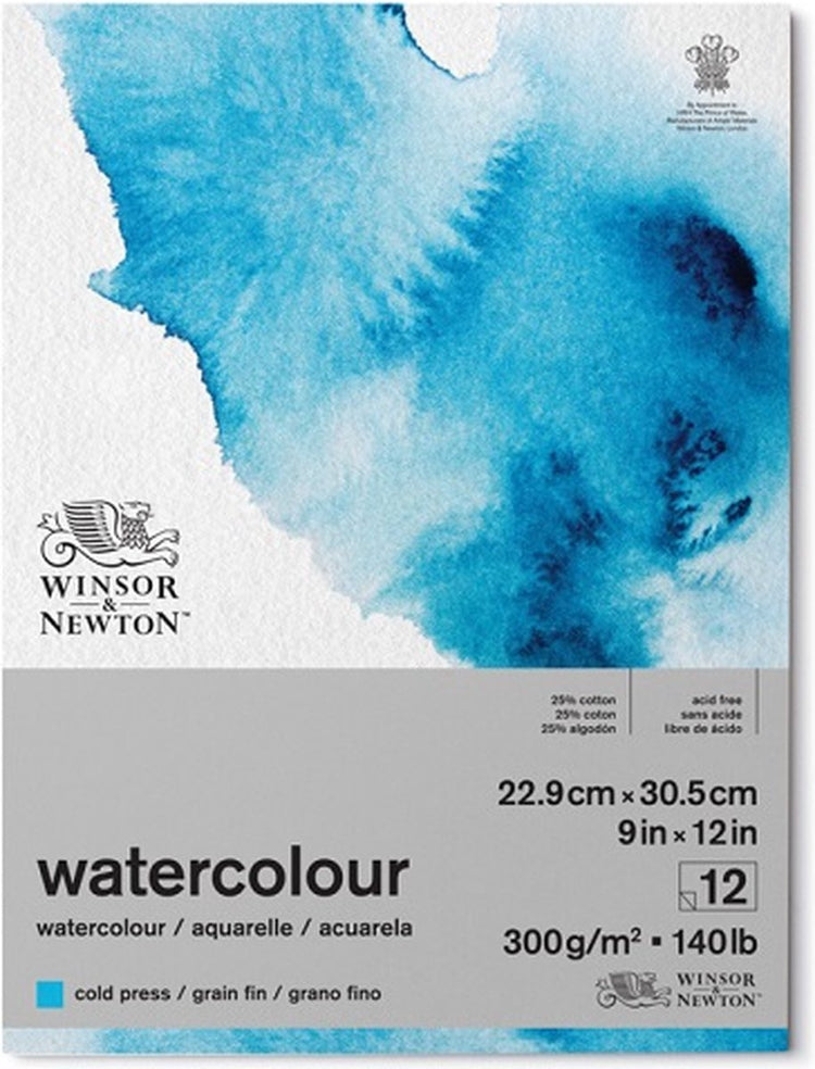 Bloc d'ailettes de grain de papier aquarelle classique Winsor Newton Bloc de 300 grammes : 23 x 31 cm