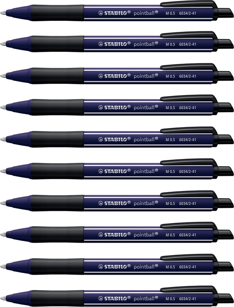 Stabilo pointball - stylo à bille - naturecolors wildflower - rechargeable - bleu outremer - boîte de 10 pièces