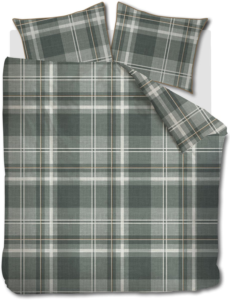 Riviera maison rivièra maison housse de couette carreaux tartan - lits jumeaux - 240 x 200 220 cm - vert