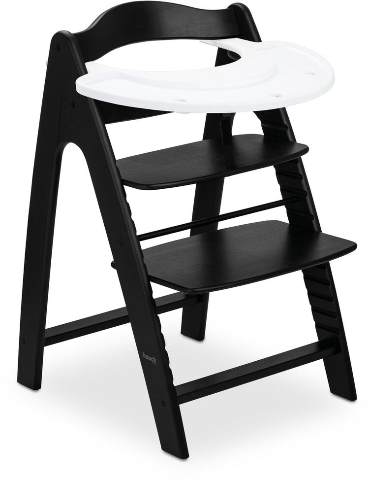 Hauck ensemble de chaises hautes arketa n play - chaise haute en bois avec plateau de jeu - bois de hêtre certifié FSC® - blanchi à la noirceur