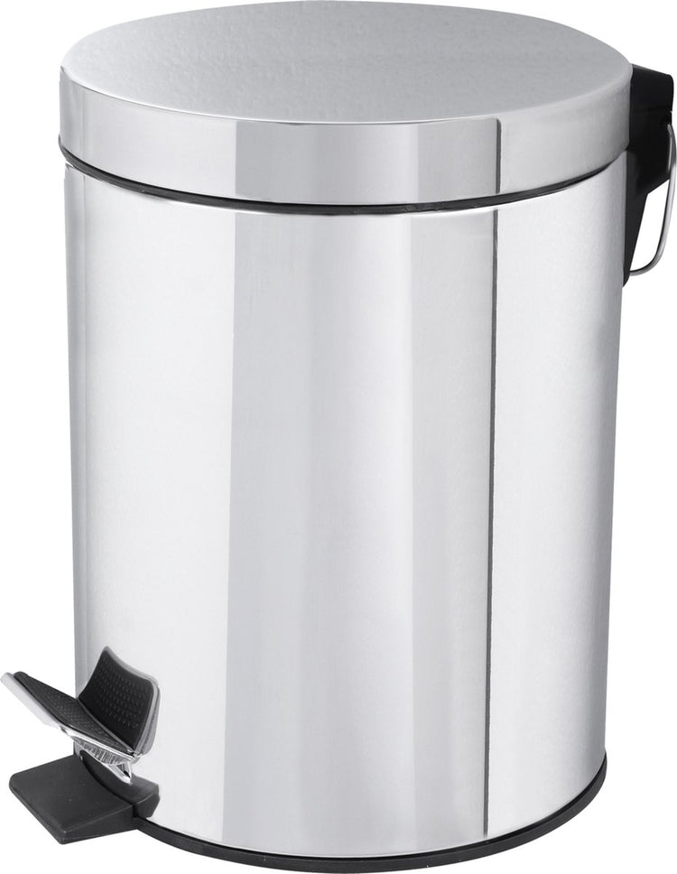 Poubelle à pédale Differnz chromée - Poubelle de salle de bain - Poubelle - 5 litres