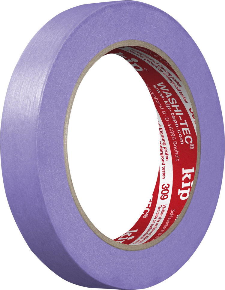 Kip 309 - ruban de masquage délicat washi-tec - lilas - 18mmx50m - ruban légèrement adhésif en papier spécial flexible pour les travaux de peinture intérieurs exigeants - idéal pour les surfaces sensibles et les peintures fraîchement séchées