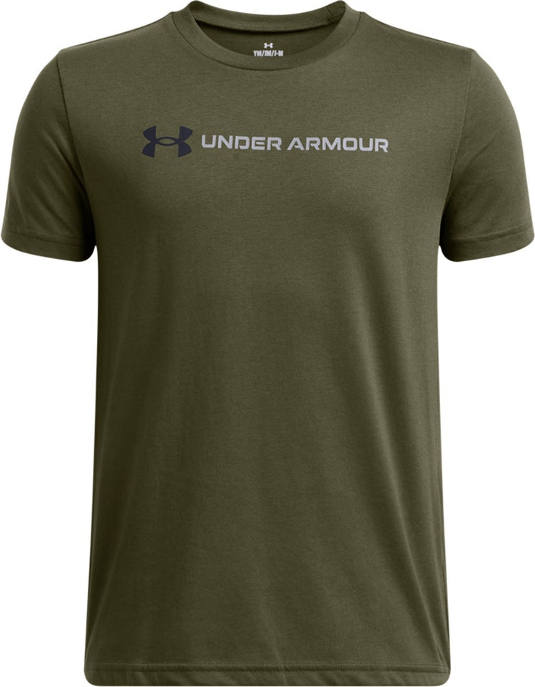 Under armour ua b logo wordmark ss chemise de sport unisexe - vert - noir