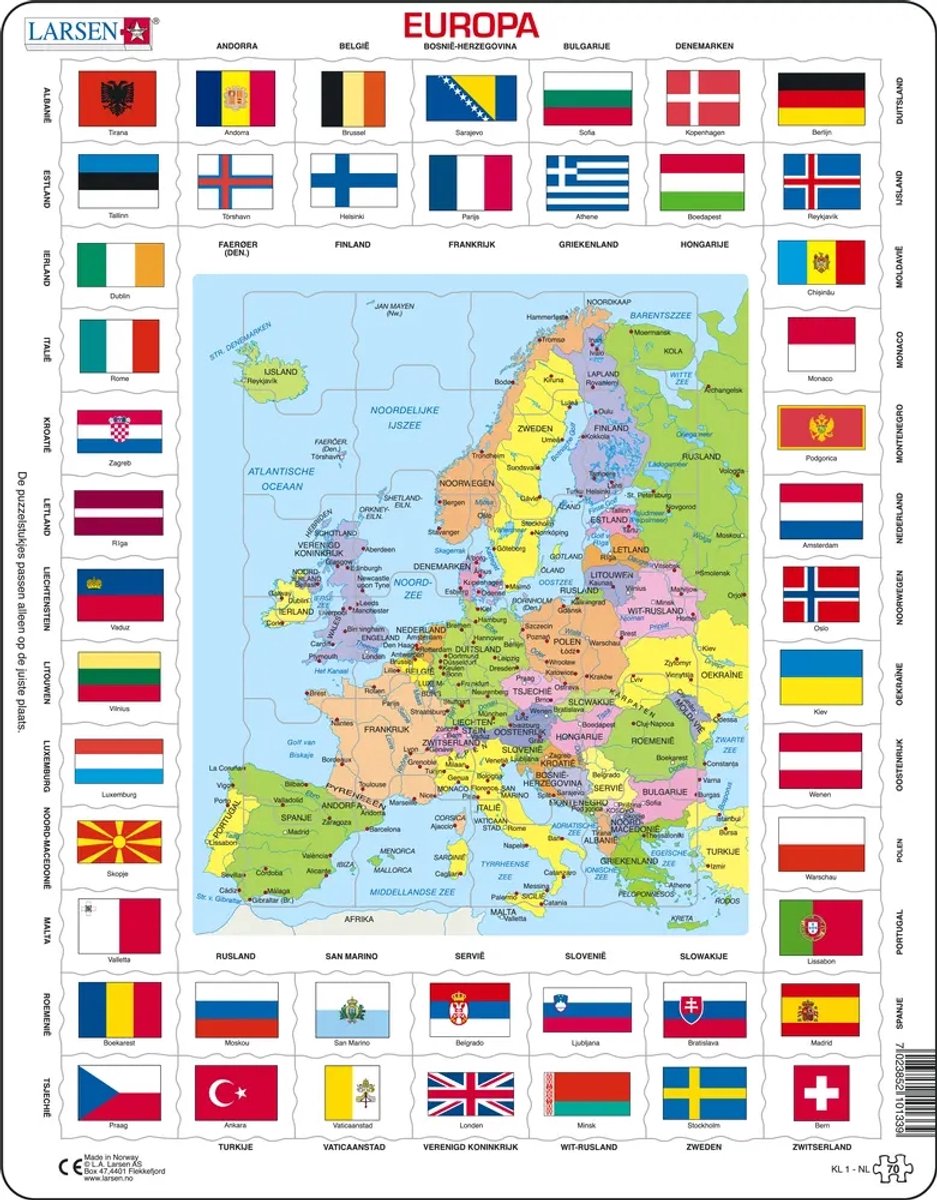 SELECTA Larsen Map Europe avec des drapeaux, 70e.
