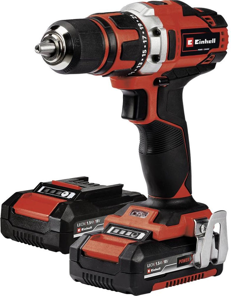 Kit perceuse/visseuse sans fil Einhell te-cd 18 40-1 li - power x-change - 18 v li-ion - 40 nm - 0-400 0-1 500 tr/min - incl. 2x batterie 1,5 Ah, chargeur et mallette de transport