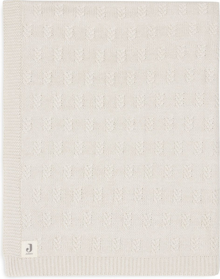 Jollein - couverture de berceau 100x150cm - couverture bébé - tricot grain - flocons d'avoine