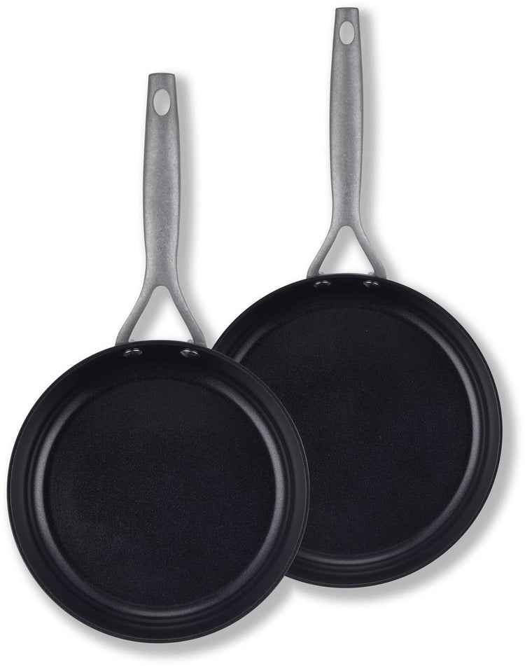 Brabantia dusk ensemble de poêles 2 pièces ø 20 24 cm - 100% sans PFA - revêtement antiadhésif en céramique - ensemble de poêles à induction - passe au lave-vaisselle et au four - gris