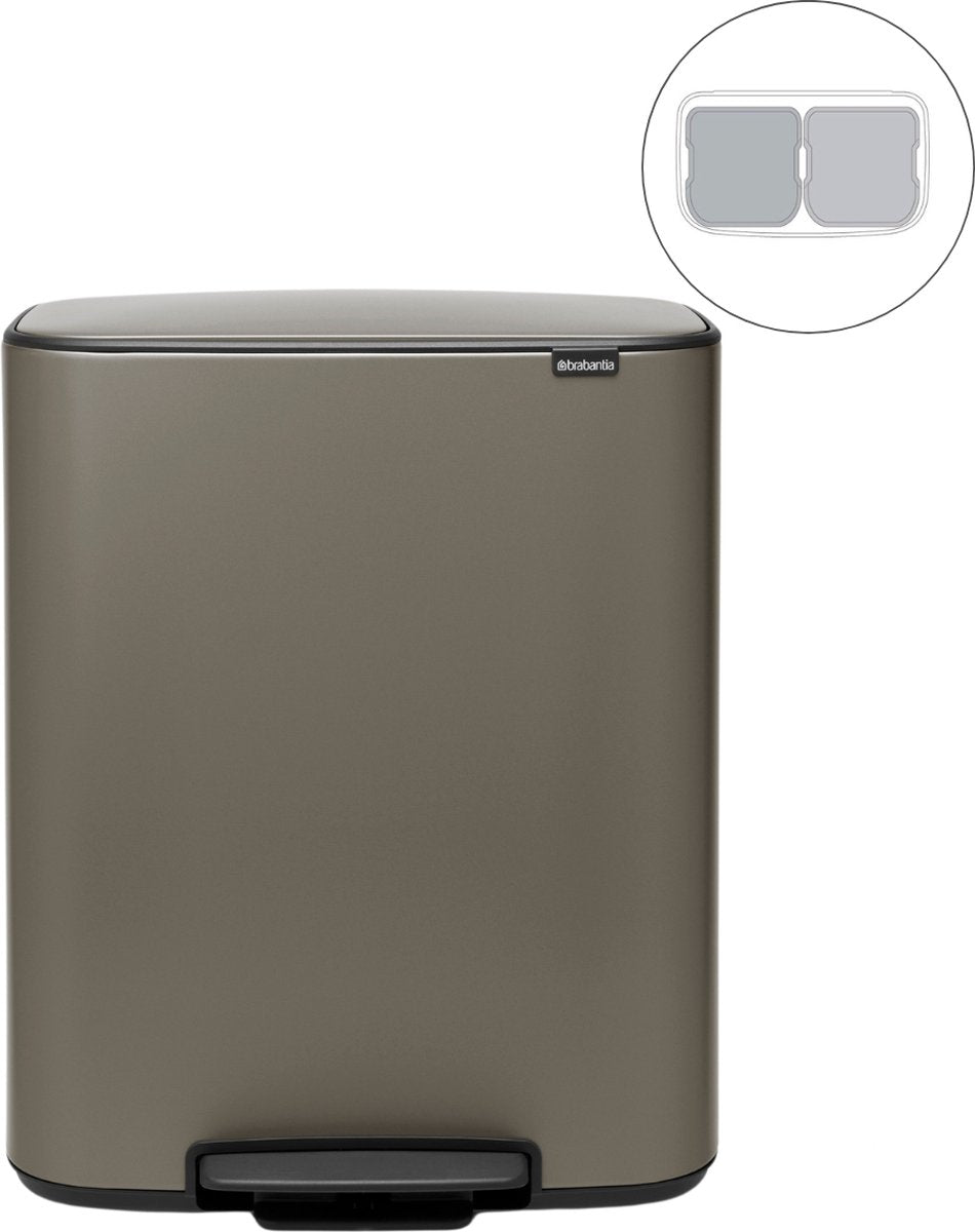 Poubelle Brabantia bo - 2 x 30 litres - tri sélectif - platine